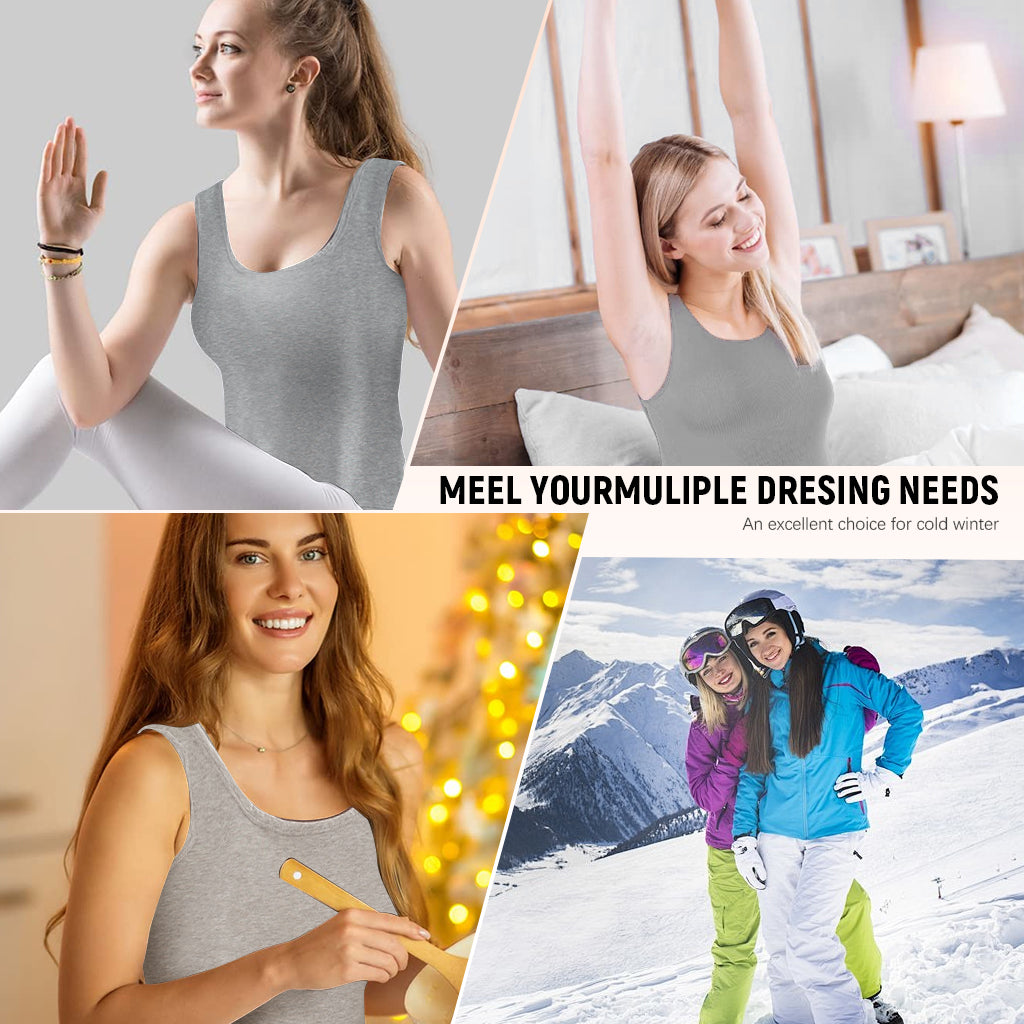 PALAY Thermal Top for Women U-neck Winter Vest Top for Women Warm Fleece Lined Wide Strap Vest Thick Tank Top Winter Basic Warm Vest, Black PALAY Thermal Top for Women U-neck Winter Vest Top for Women Warm Fleece Lined Wide Strap Vest Thick Tank Top Winter Basic Warm Vest, Black